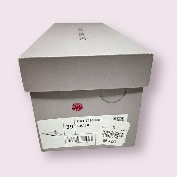 Charles & Keith Chain Accent Leather Slide Sandals in Cream and Gold - Picture 10 of 10